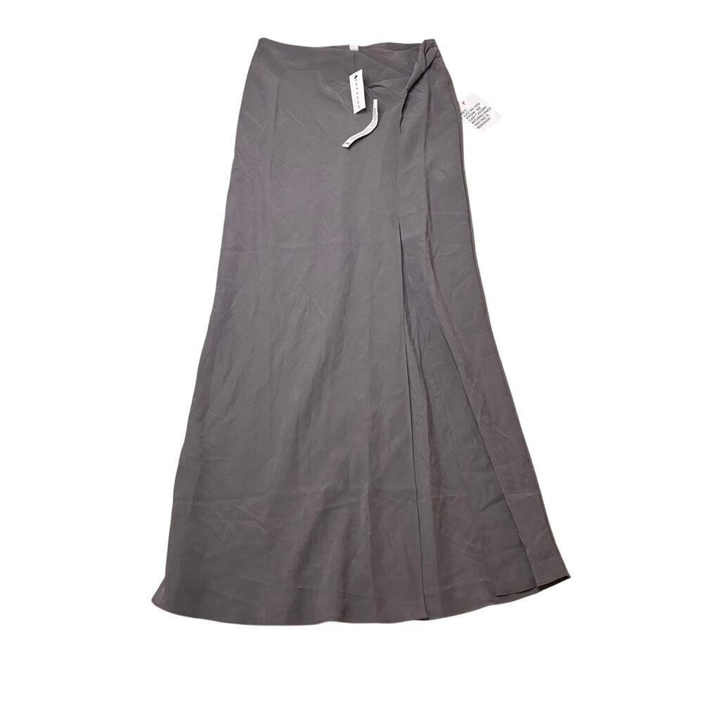 Topshop Twist Maxi Skirt Gray Low Rise Side Slit Size 4 - Picture 2 of 7